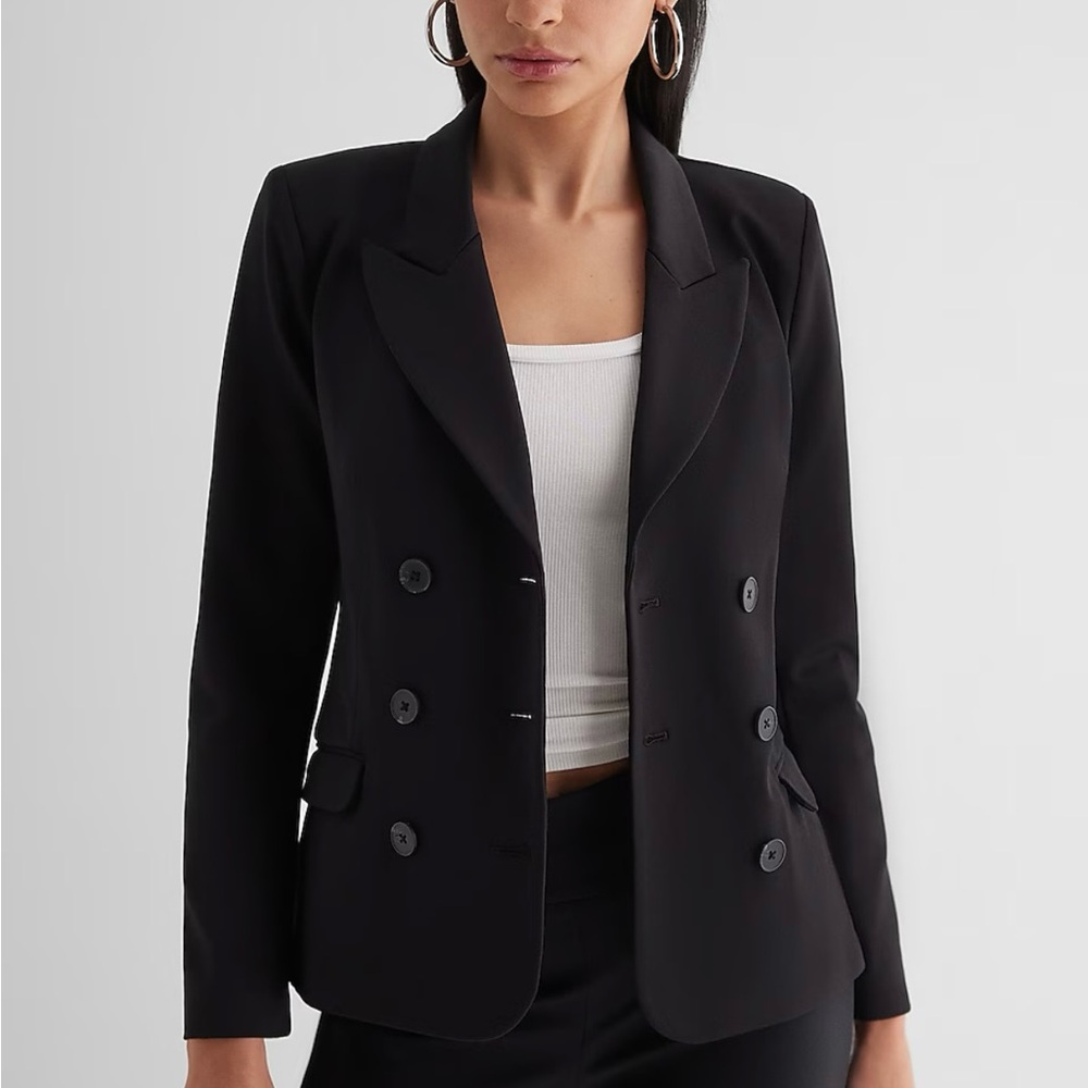 NWT EXPRESS Women’s Columnist Double Breasted Black Blazer Size S